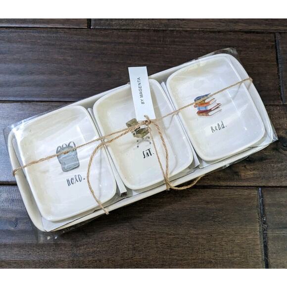 Rae Dunn Artisan Collection Magenta Set of 4 Desk Set Hold Sit Read Backpack New - Picture 1 of 8